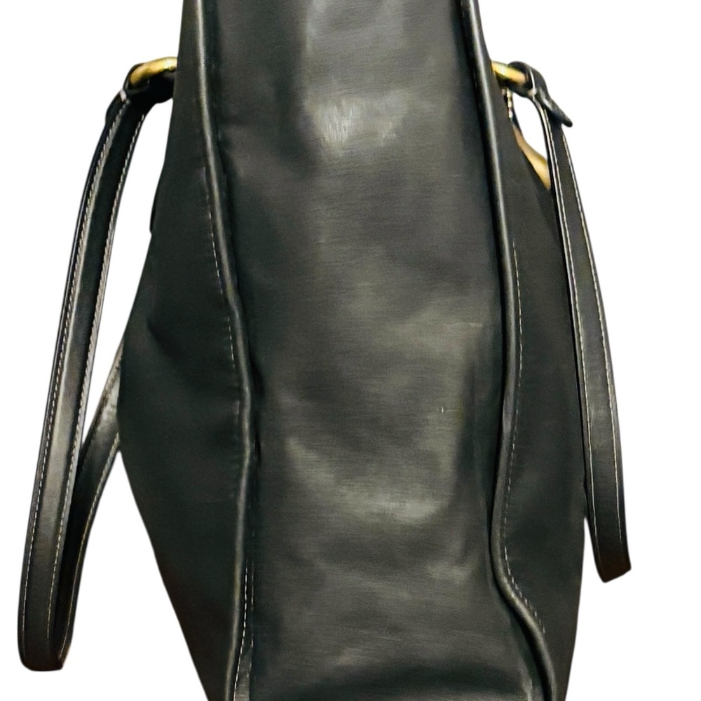 COACH Theo Tote Black Leather Shoulder Bag w/Golden Accents, Authentic. EUC - Picture 4 of 16